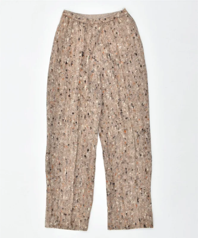 VINTAGE Womens High Waist Casual Trousers W24 L28 Beige Flecked Trousers Exclusive Limited
