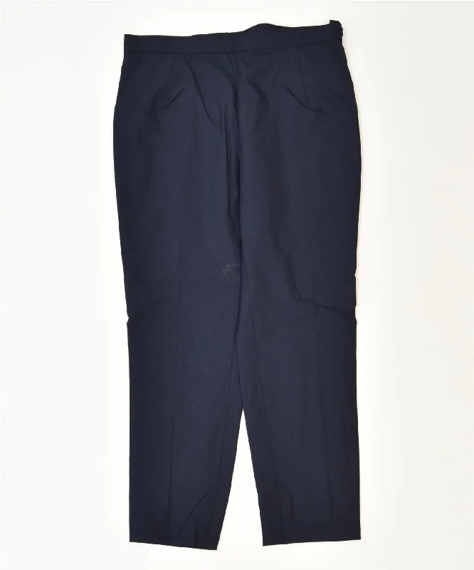 VINTAGE Womens Slim Suit Trousers W32 L26 Navy Blue Classic Trousers Timeless Classic