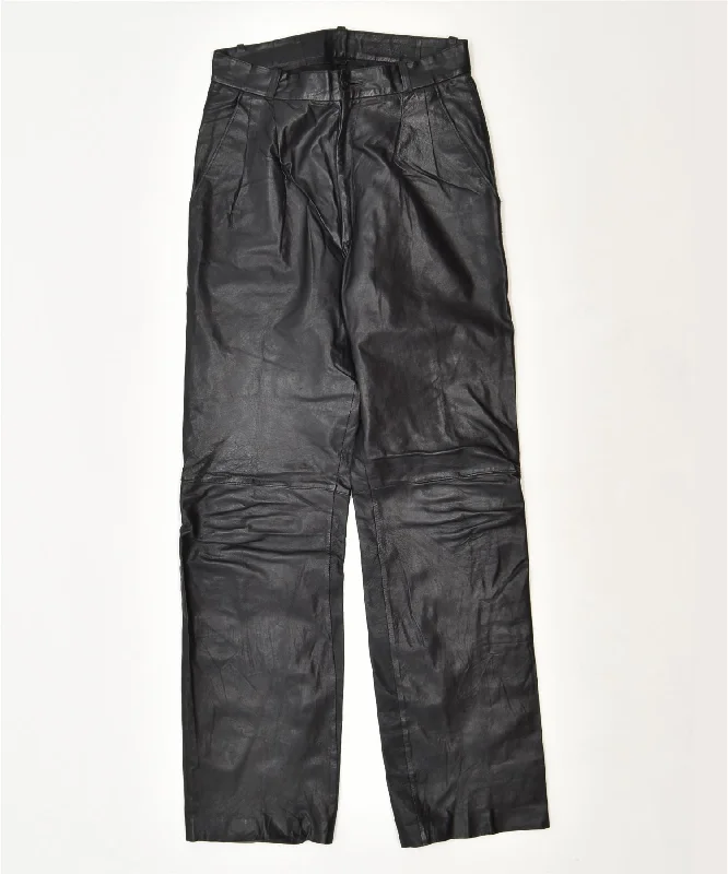 VINTAGE Womens Faux Leater Trousers W28 L32 Medium Black Trousers sophisticated sleek