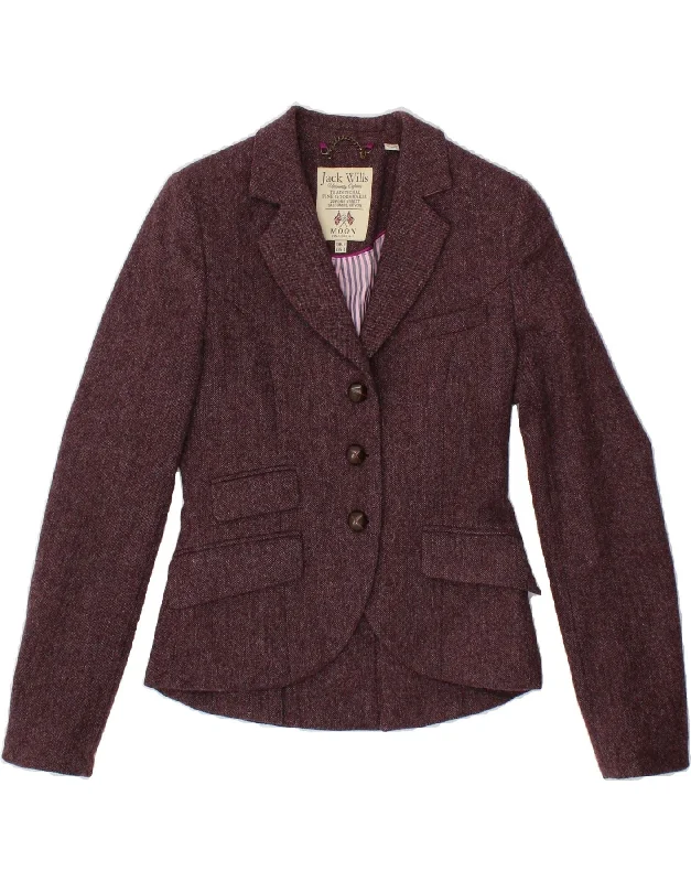JACK WILLS Womens 3 Button Blazer Jacket UK 8 Small Maroon Wool Notch Collar Jacket Peter Pan Collar Jacket Cowl Neck Jacket JACK WILLS Womens 3 Button Blazer Jacket UK 8 Small Maroon Wool Notch Collar Jacket Peter Pan Collar Jacket Cowl Neck Jacket