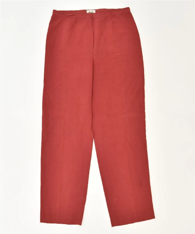 MIRALBA Womens Slim Suit Trousers UK 14 Medium W30 L30 Red Modal Classic Trousers Seasonal Trendy