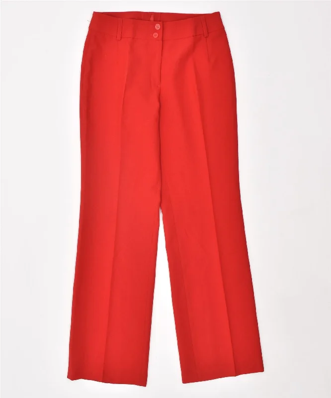 VINTAGE Womens Straight Casual Trousers W28 L31 Red Polyester Trousers Vintage Classic