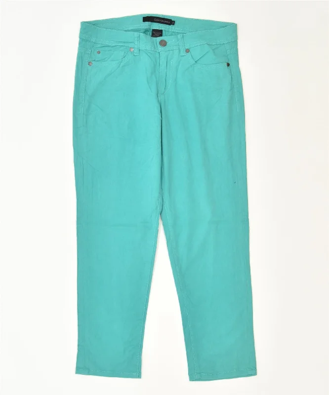 CALVIN KLEIN Womens Slim Casual Trousers US 8 Medium W30 L27 Turquoise Trousers practical durable