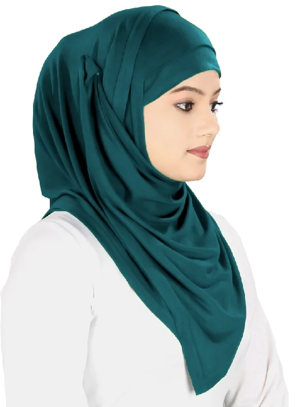 Two Piece Instant Teal Viscose Jersey Hijab Linen Jersey Top