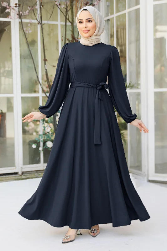 Navy Blue Jersey Swing Maxi Dress Tunics Custom made