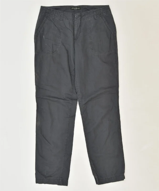EDDIE BAUER Womens Slim Chino Trousers US 10 Large W34 L32 Grey Classic Trousers fashionable trendy
