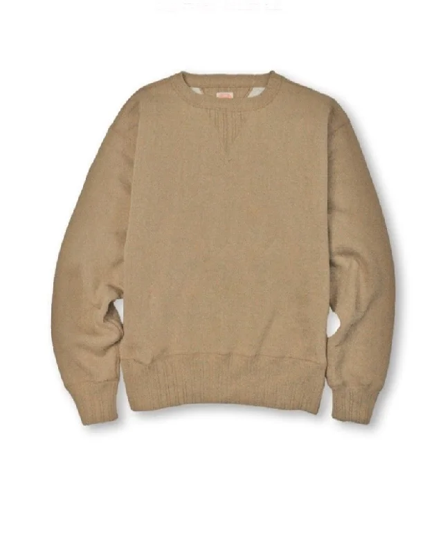 Double V Set In Sleeve Mother Cotton Tsuri-Ami Loopwheel Sweatshirt in Beige Hoodie with Pattern Geometric Abstract