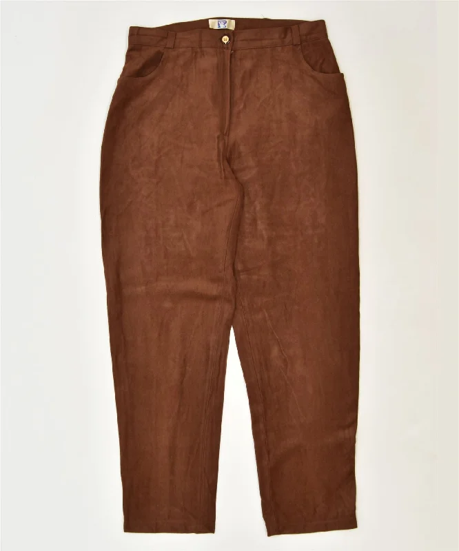 YESSICA Womens Tapered Casual Trousers UK 20 XL W34 L30 Brown Classic Trousers Evening Elegant