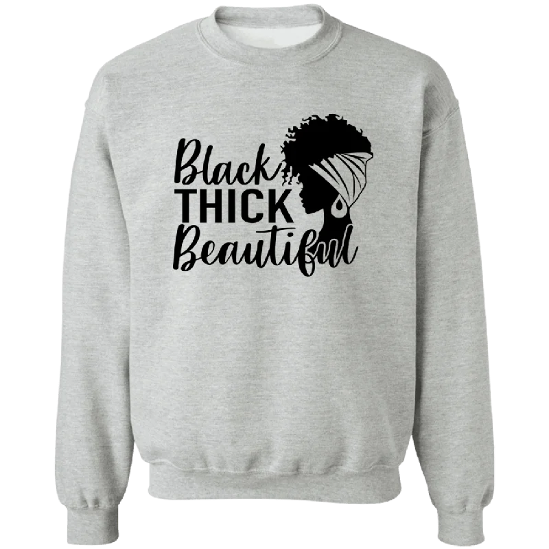 Black Thick Beautiful Ladies Crewneck Pullover Sweatshirt Hoodie with Lining Warm Insulated