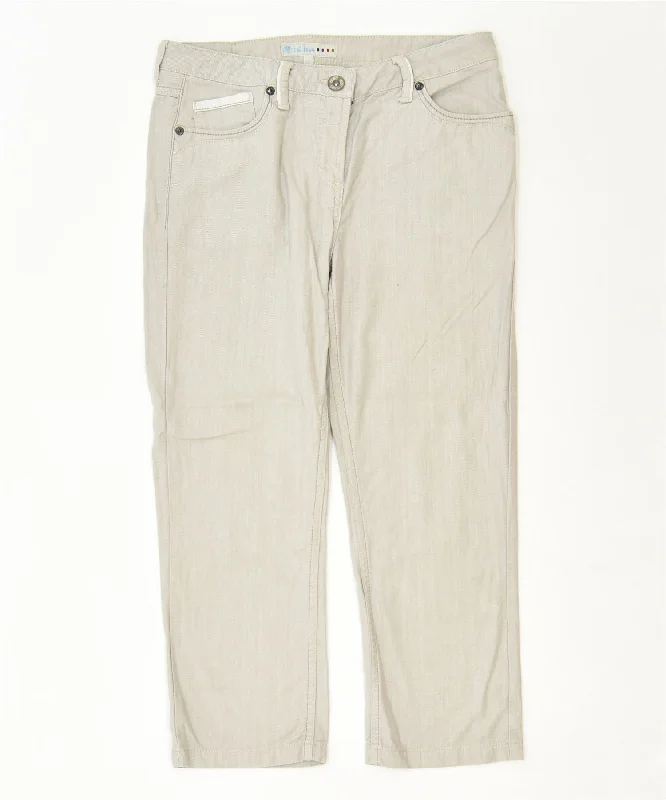 FAT FACE Womens Capri Trousers UK 12 Medium W30 L24 Grey Cotton Classic Trousers Plaid Checkered
