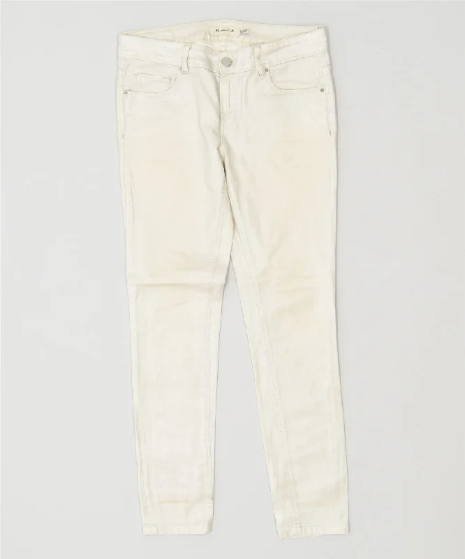 MASSIMO DUTTI Womens Skinny Casual Trousers W28 L28 White Trousers sophisticated sleek
