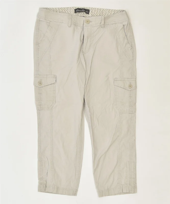 EDDIE BAUER Womens Capri Cargo Trousers US 6 Medium W32 L23 Grey Classic Trousers versatile functional