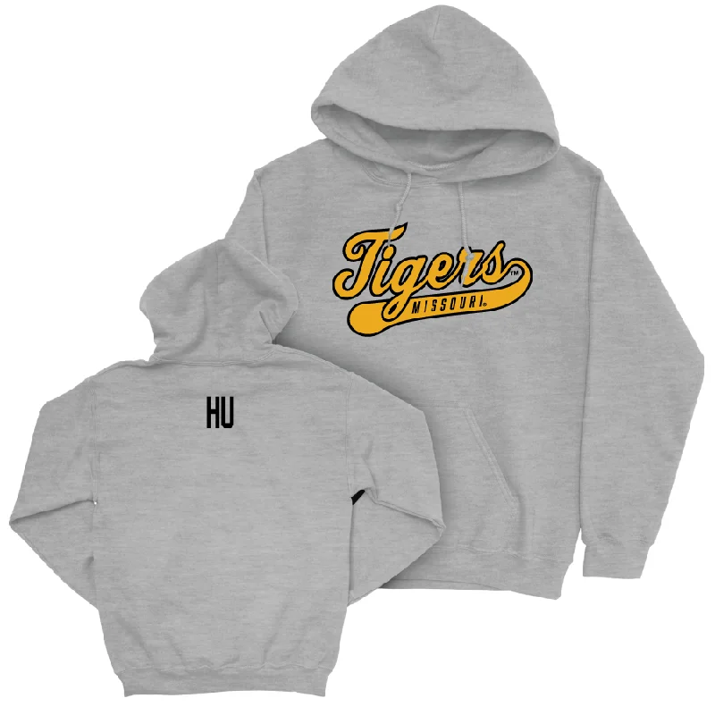 Sport Grey Women's Gymnastics Script Hoodie  - Helen Hu Cotton Hoodie Fleece Lining Warmth