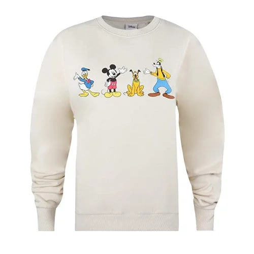 Disney Womens/Ladies Mickey & Friends Lineup Sweatshirt Hoodie with Drawstring Waist Adjustable Fitted