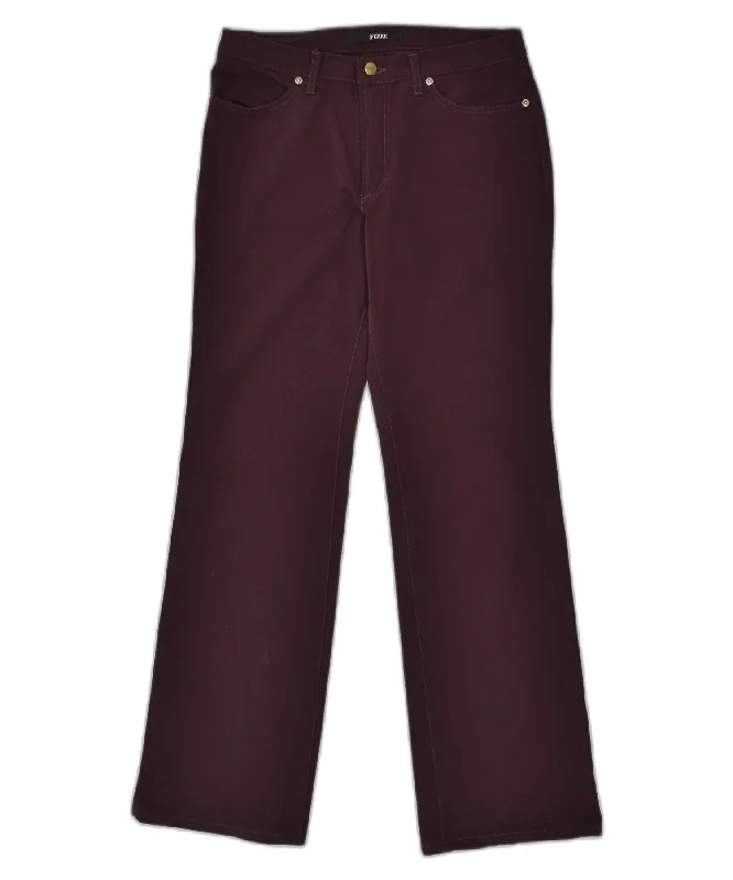FERRE Womens Straight Casual Trousers W34 L32 Maroon Polyamide Trousers Mesh Breathable