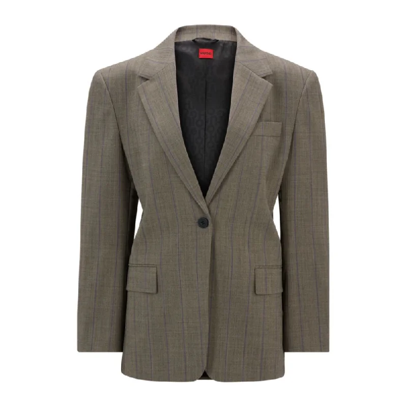 Oversize-fit jacket in striped stretch fabric Ribbed Jacket Pleated Jacket Ruffled Jacket