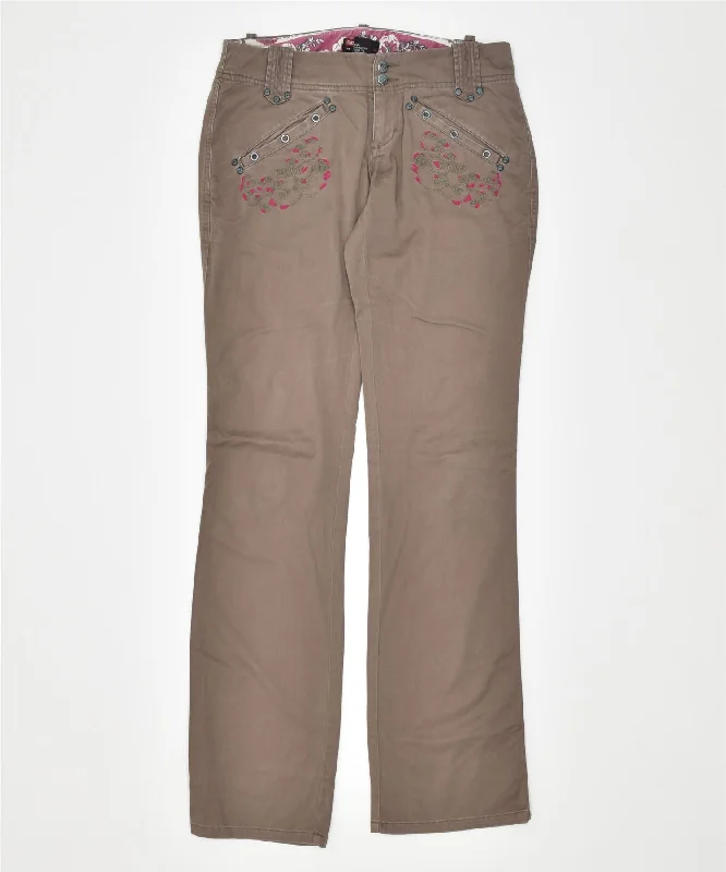 DIESEL Womens Low Waist Casual Trousers W27 L36 Brown Cotton Trousers Winter Warm