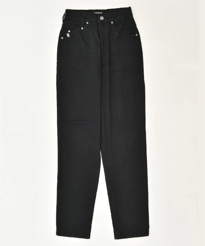 H.I.S Womens High Waist Slim Casual Trousers UK 10 Small W26 L30 Black Trousers Modern Contemporary