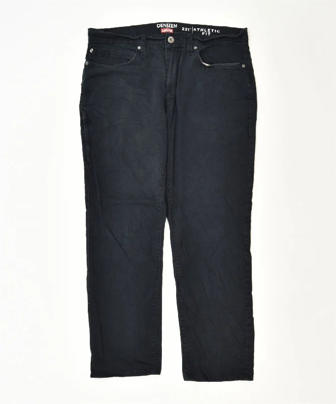 LEVI'S Womens 231 Denizen Slim Casual Trousers W36 L32 Black Classic Trousers Elastic Waist Soft
