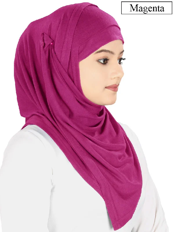 Two Piece Instant Magenta Viscose Jersey Hijab Evening Jersey Tee