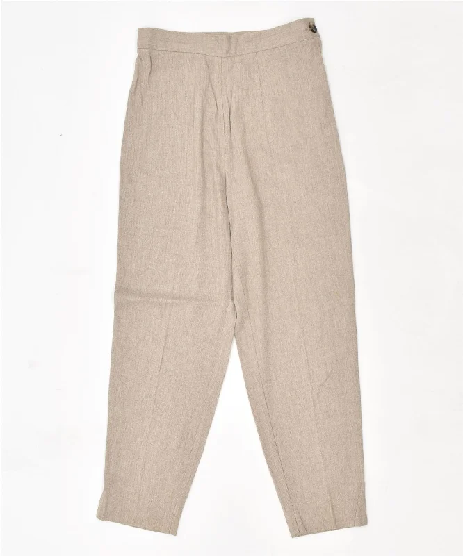 DANDELION Womens Tapered Slim Casual Trousers W24 L24 Beige Viscose Vintage Trousers Essential Wardrobe
