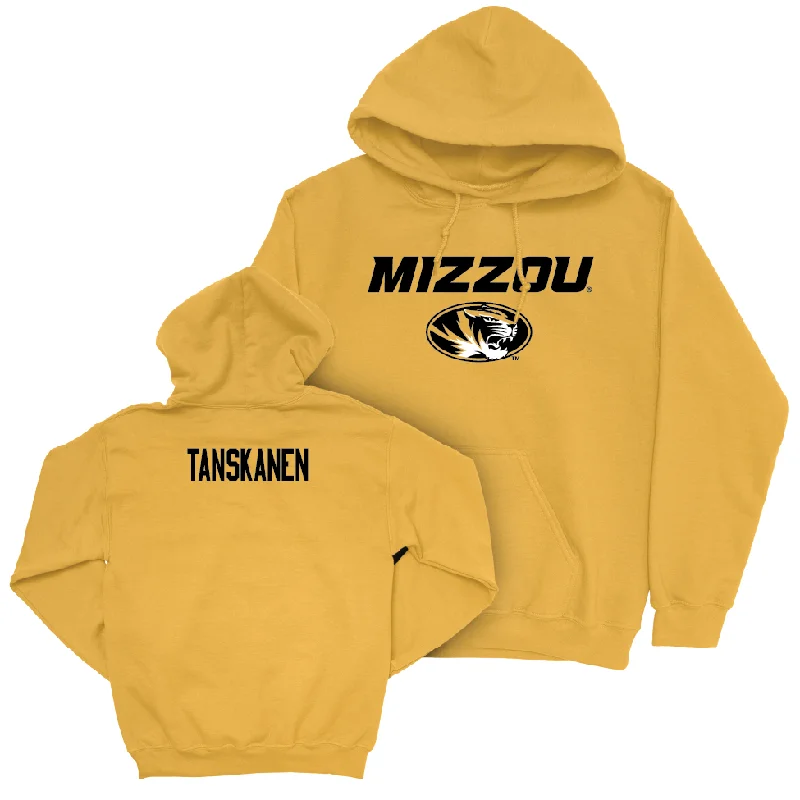 Gold Women's Gymnastics Mizzou Hoodie  - Kaia Tanskanen Hoodie with Hem Embroidery Detailed Premium