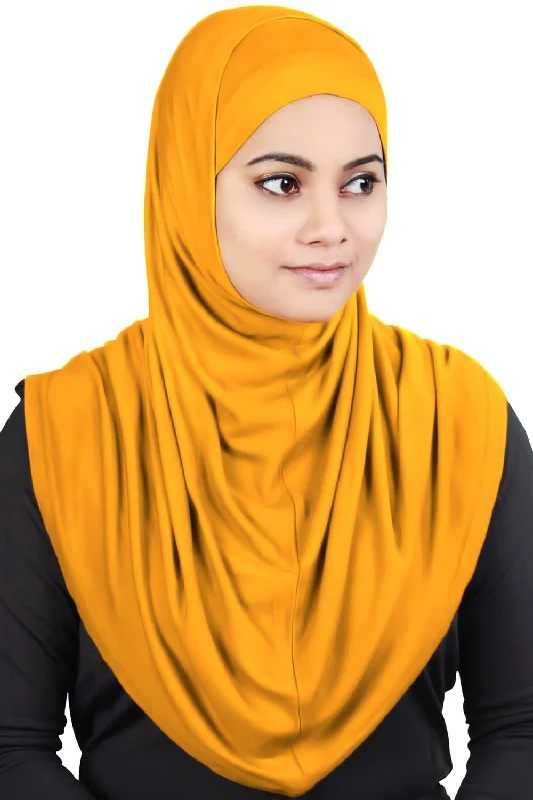 Two Piece Al-Amira Yellow Orange Viscose Jersey Hijab Emerald Green Jersey Tee