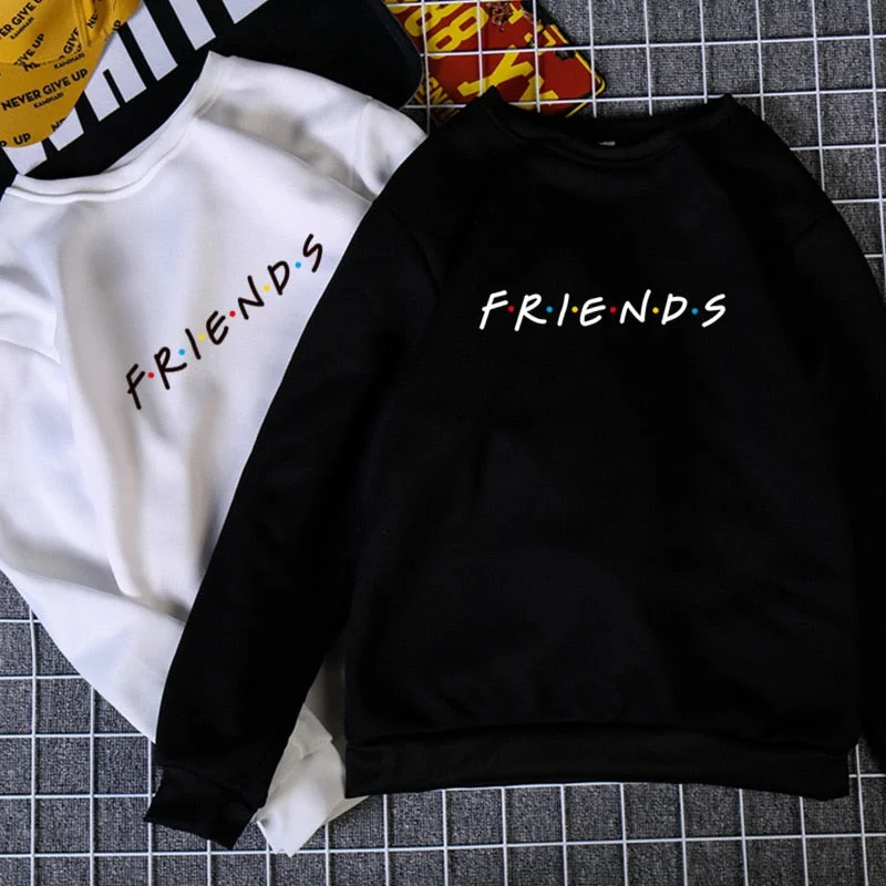 2020 NEW Fashion Womens Letters FRIENDS Print Long Sleeve Hoodie Sweatshirt Ladies Slouch Pullover Jumper Tops 5 Colors S M L XL Hoodie with Oversized Fit Loose Comfortable
