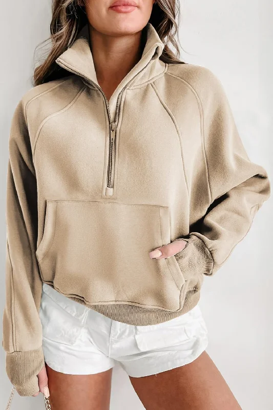 Hazel Blues® |  Half Zip Long Sleeve Sweatshirt Hoodie with Slim Fit Tailored Modern