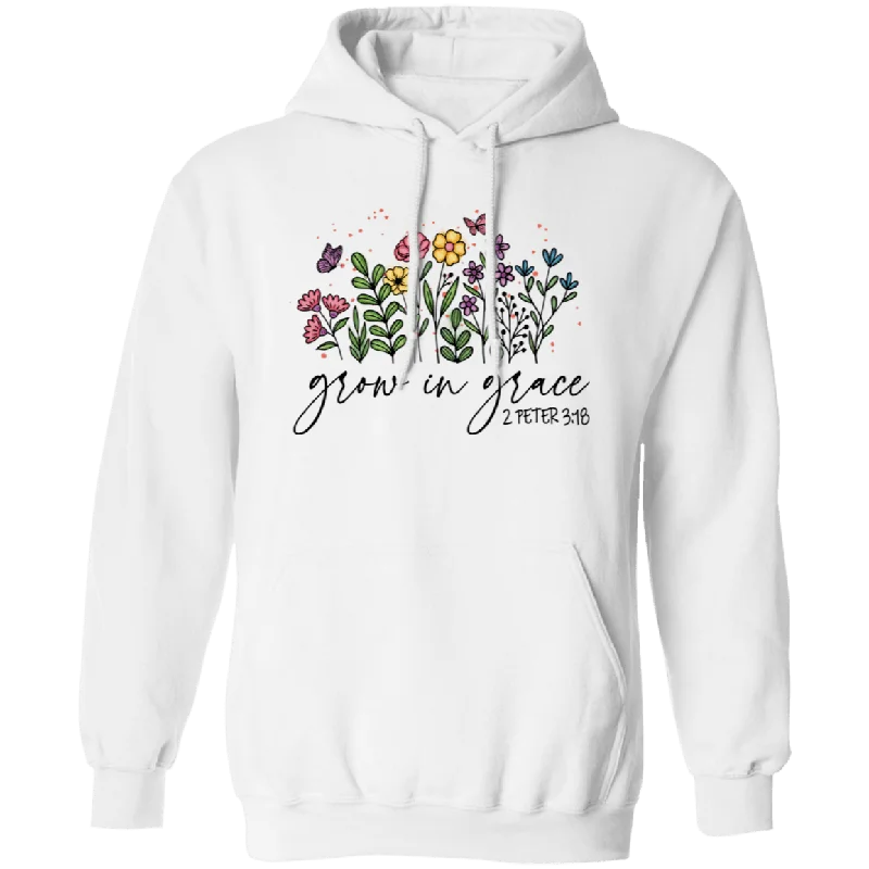 Grow in Grace  Pullover Hoodie Hoodie with Elastic Cuffs Stretchable Comfortable