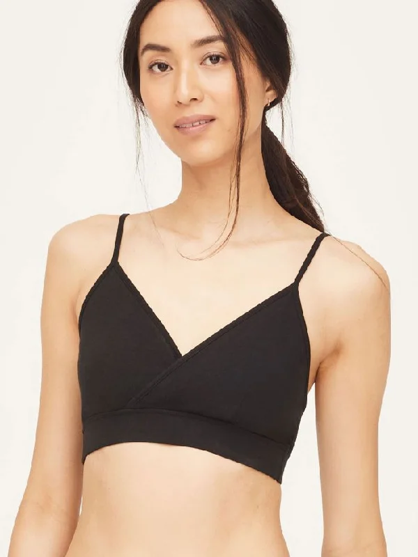 Organic Cotton Jersey Triangle Bralette - Black Sustainable Jersey Tee