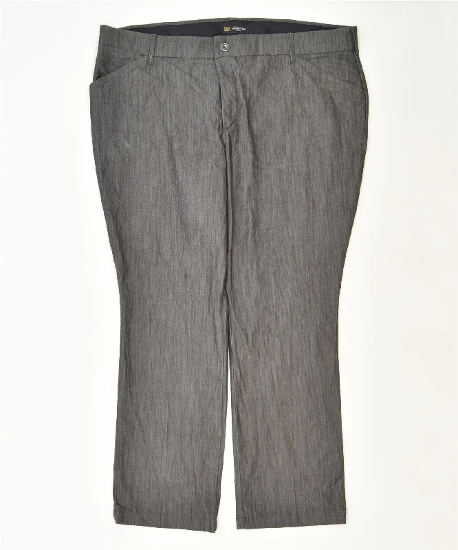 LEE Womens Mid Rise Straight Casual Trousers W44 L31 Grey Cotton Classic Trousers Silk Elegant