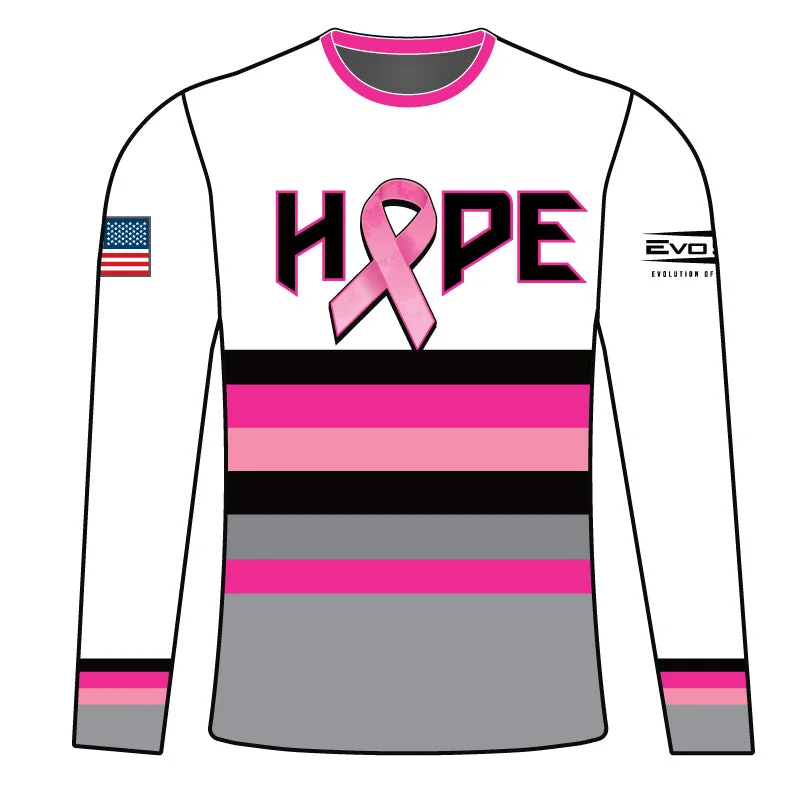 "Hope" Long Sleeve Jersey - Pink, White, Grey Fashion Jersey Blouse