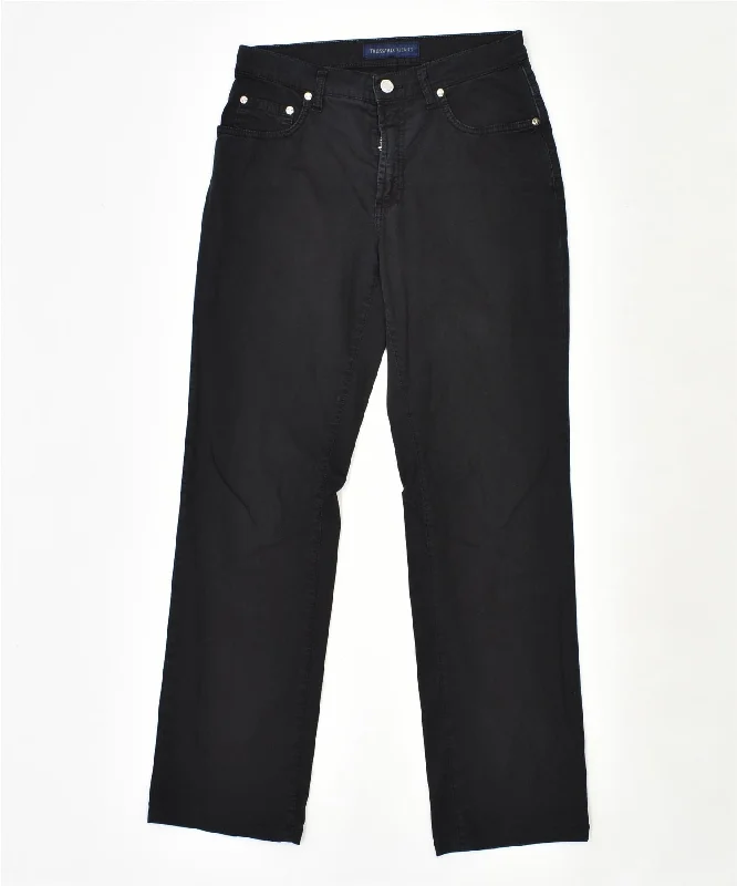 TRUSSARDI Womens Straight Casual Trousers W26 L28 Black Cotton mm Trousers Evening Elegant
