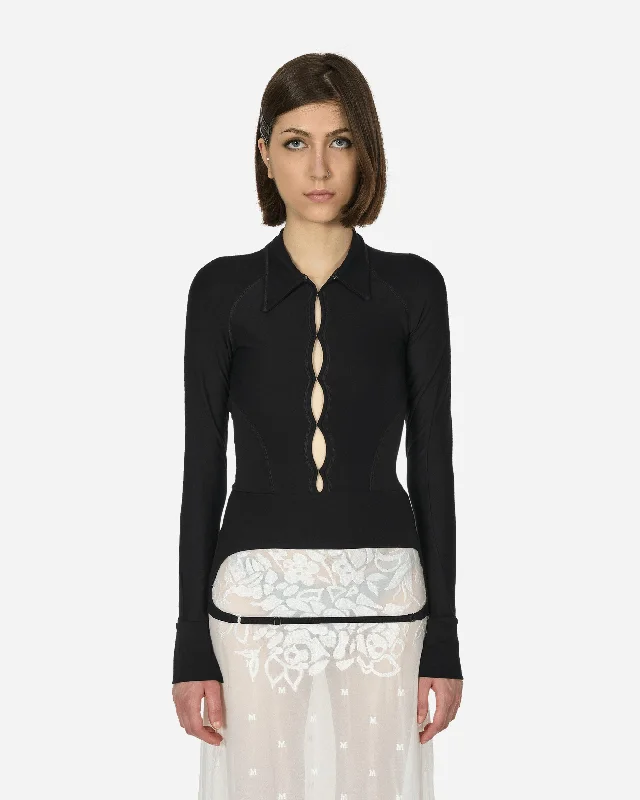 Backless Jersey Shirt Black Metallic Jersey Tee