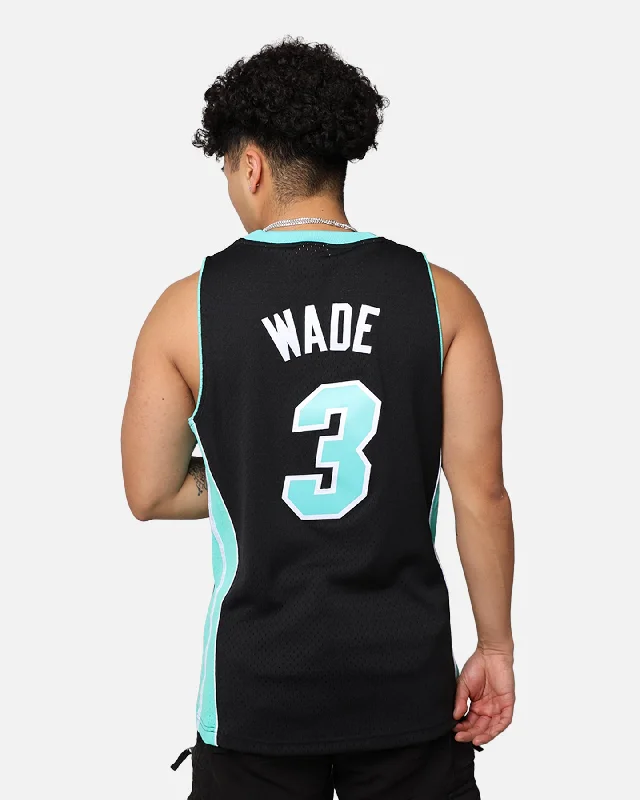 Mitchell & Ness Miami Heat Dwyane Wade '12-13 Swingman Jersey Black/Ice Blue Casual Jersey Blouse