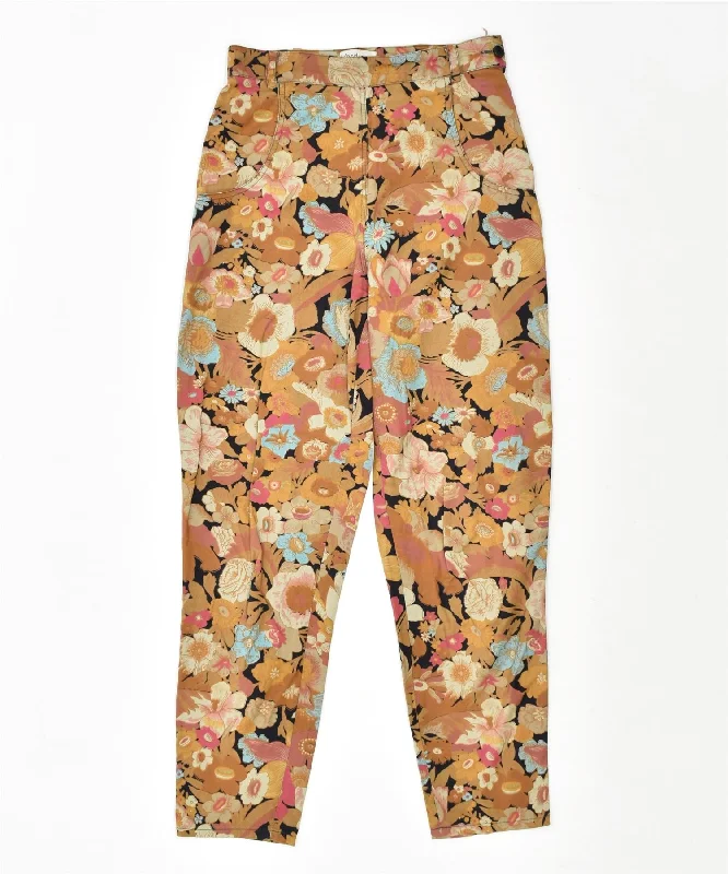 VERDIANA Womens Pegged Casual Trousers W24 L26 Multicoloured Floral Vintage Trousers Spring Floral