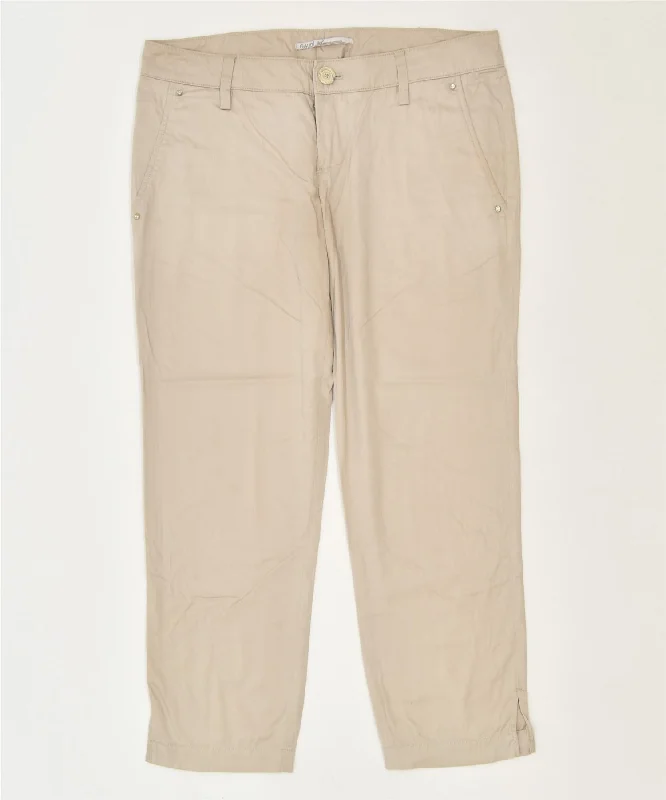 GAUDI Womens Capri Chino Trousers IT 42 Medium W32 L24 Beige Classic Trousers Prom Sequined