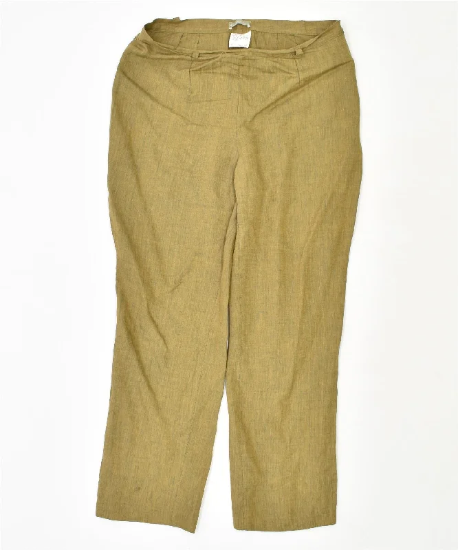 ELIZABETH ASCOT Womens Straight Casual Trousers UK 14 Large W32 L30 Khaki Trousers Business Professional