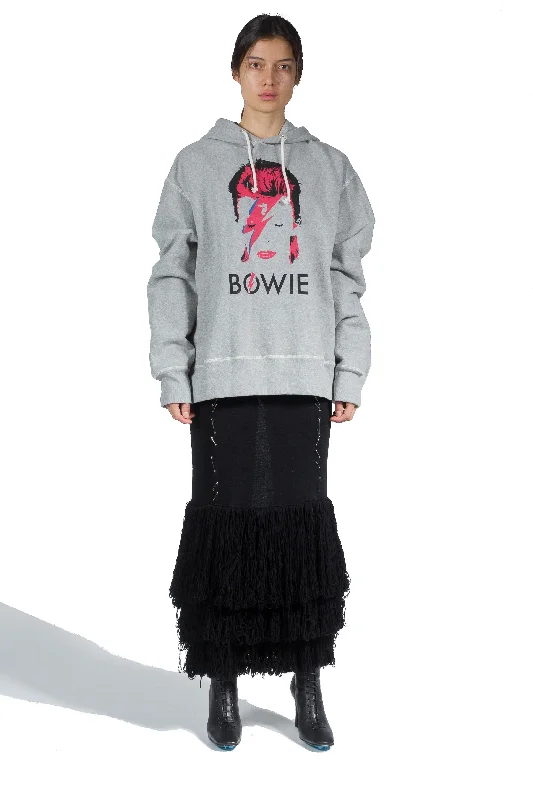 Junya Watanabe Bowie-print Hoodie Layered Dress Hoodie with Applique Textured Unique