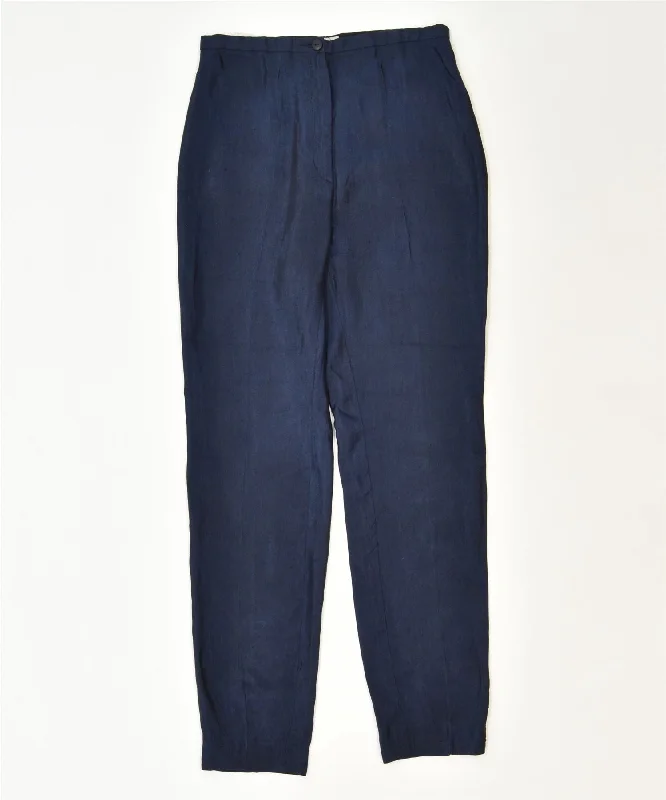 MARTINS Womens Slim Suit Trousers W28 L31 Navy Blue Acetate Classic Vintage Trousers Essential Wardrobe