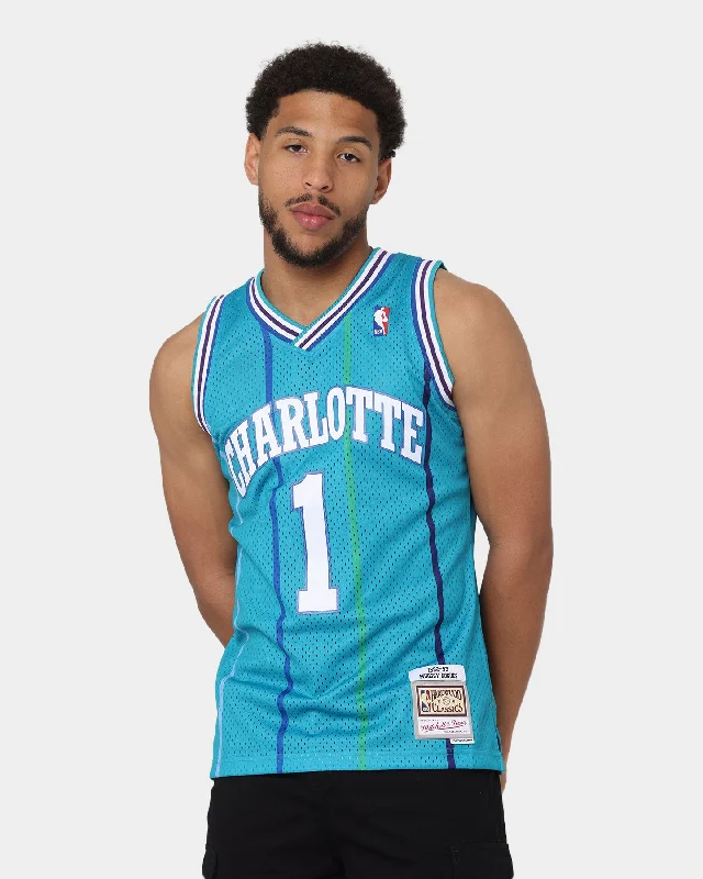 Mitchell & Ness Muggsy Bogues Charlotte Hornets #1 Swingman Jersey Teal Animal Print Jersey Tee