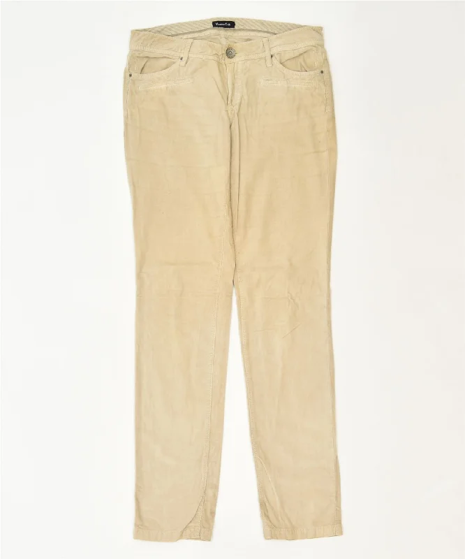 MASSIMO DUTTI Womens Slim Casual Trousers W30 L32 Beige Cotton Classic Wide Leg Loose Fit Mid Waist