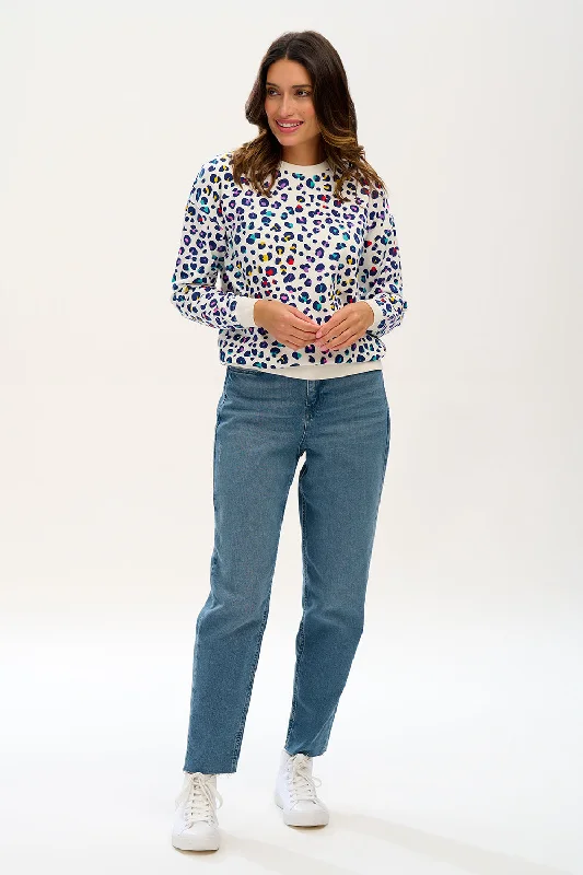 Noah Sweatshirt - Rainbow Leopard Hoodie with Fur Luxurious Winter