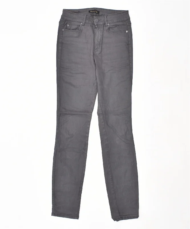 MASSIMO DUTTI Womens Skinny Casual Trousers W24 L29 Grey Cotton Trousers stylish elegant