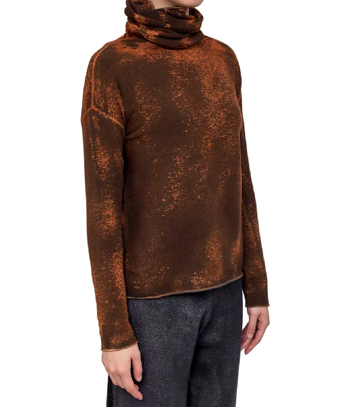 Mixed Orange Turtleneck Sweatshirt Hoodie with Reflective Safety Nightwear