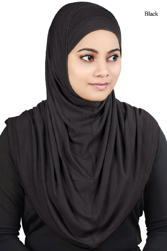 Two Piece Al-Amira Black Viscose Jersey Hijab Ruby Red Jersey Shirt