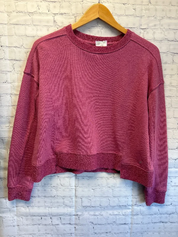 Size Small Ladies Pink Sweatshirt Hoodie with Hem Applique Textured Unique