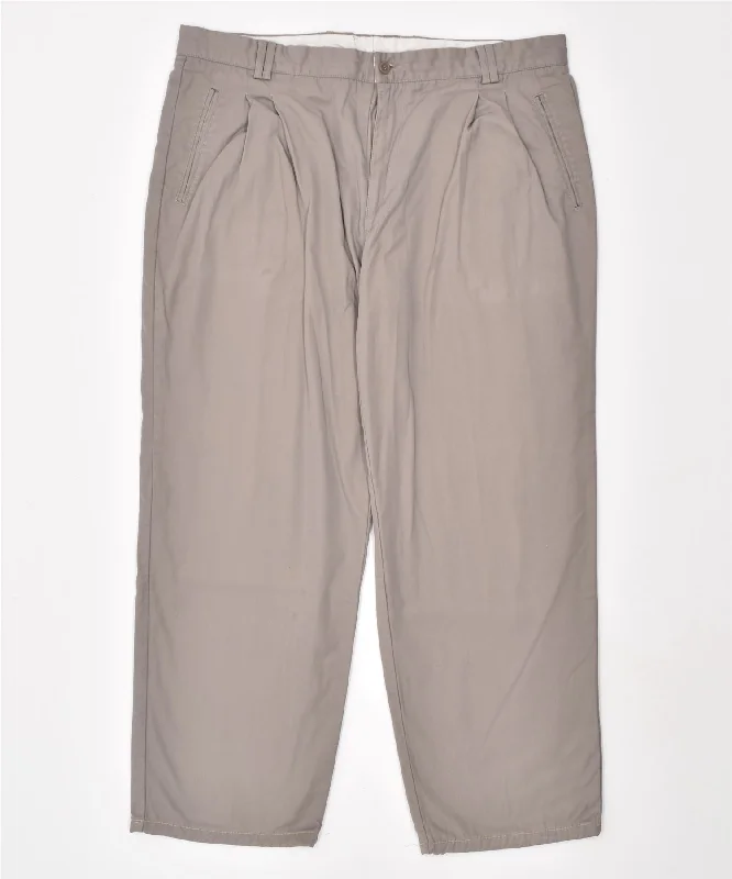 VINTAGE Womens Pegged Chino Trousers W40 L29 Beige Polyester Trousers Versatile Stylish