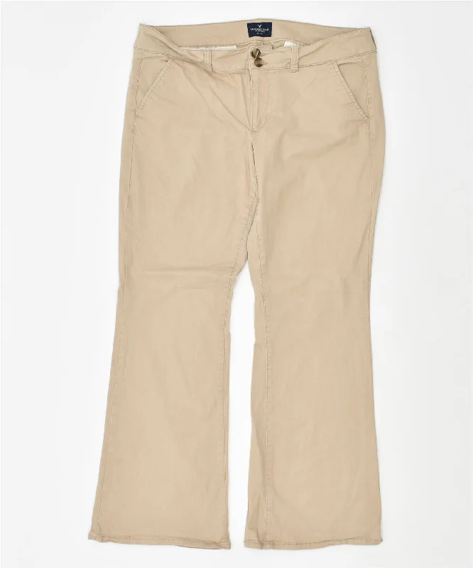 AMERICAN EAGLE Womens Flare Casual Trousers US 12 XL W36 L30 Beige Trousers Wedding White